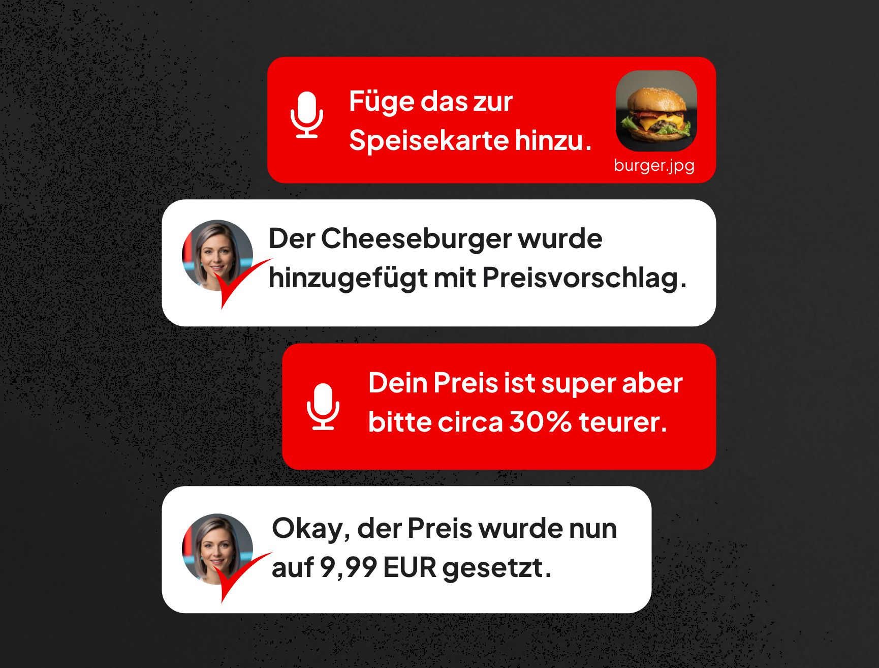 Illustration of a person talking to a voice assistant